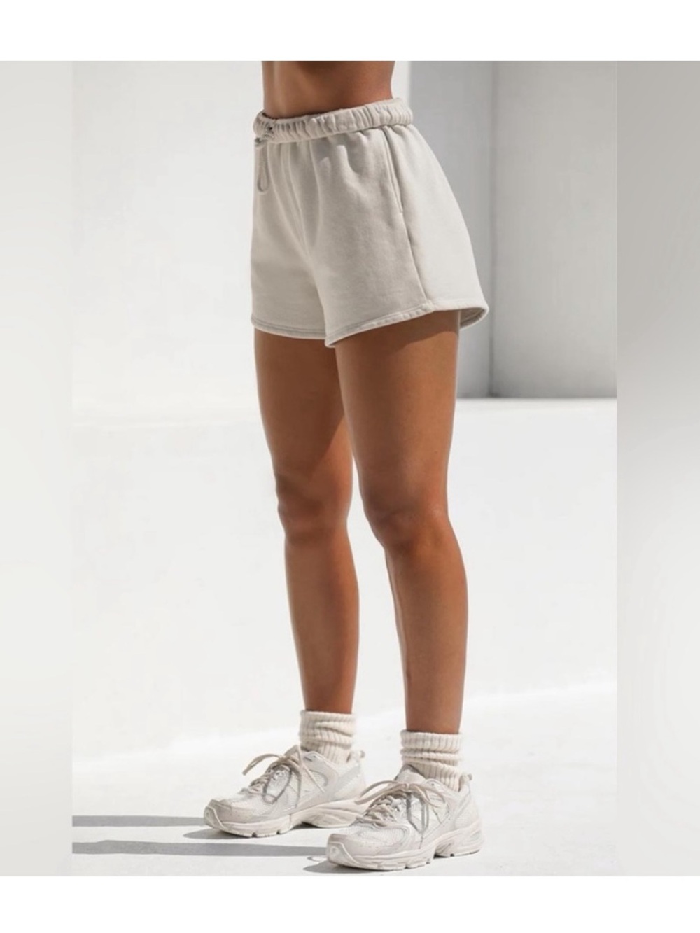 Joah Brown Cement Colored High-Rise Athletic Shorts